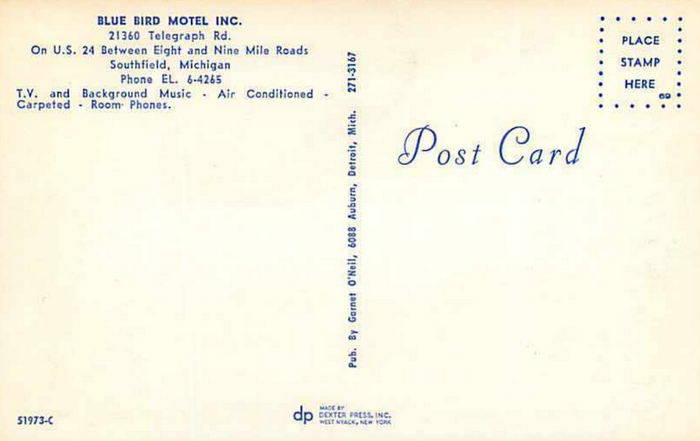 Blue Bird Motel - Old Postcard (newer photo)